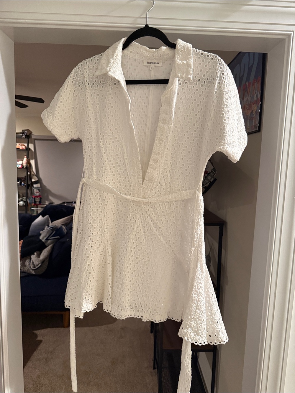 Heartloom White Eyelet Wrap Mini Dress